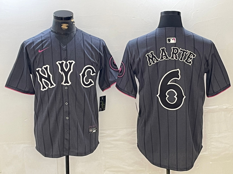 Men's New York Mets Starling Marte #6 Graphite 2024 City Connect Limited Jersey